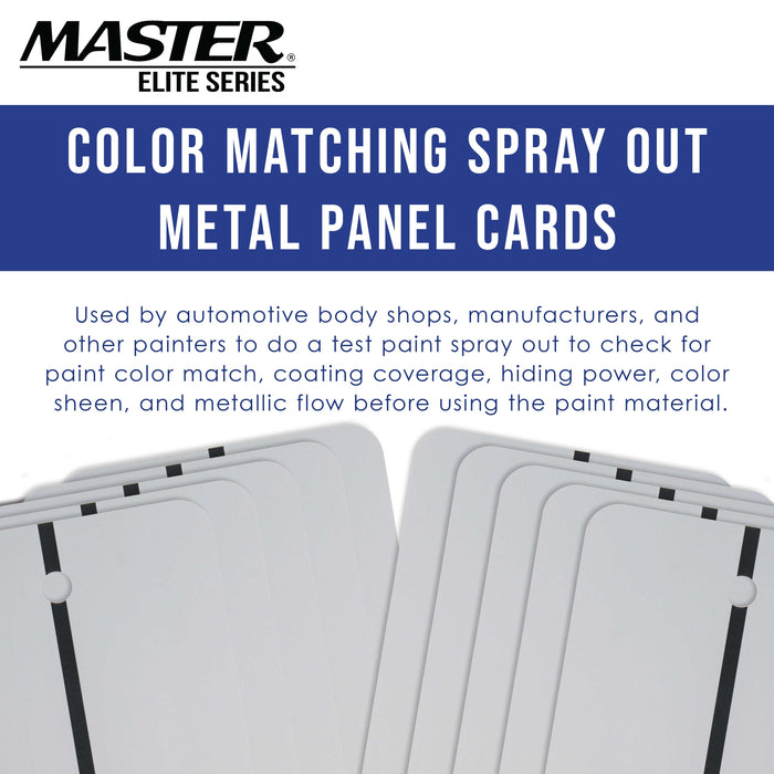 Master Elite Paint Color Matching Spray Out Metal Panel Cards (Pack of 50, White) - Test Coverage, Sheen, Metallic Flow - Check Color Match Accuracy