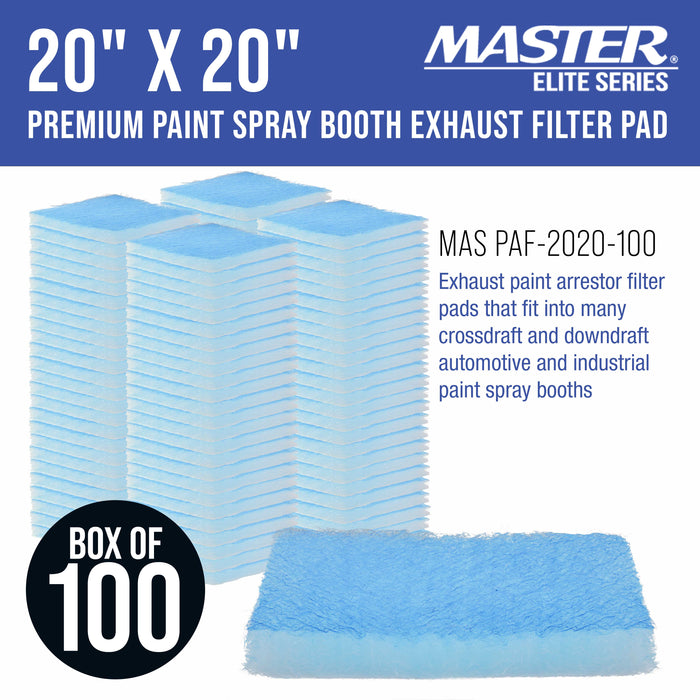 Premium Paint Spray Booth Paint Arresstor Filter Panel 20" x 20", Box of 100 - Blue & White Panels - Filters Holds Dirt Particles Auto Car Refinish Booth