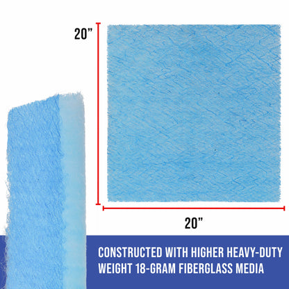 Premium Paint Spray Booth Paint Arresstor Filter Panel 20" x 20", Box of 100 - Blue & White Panels - Filters Holds Dirt Particles