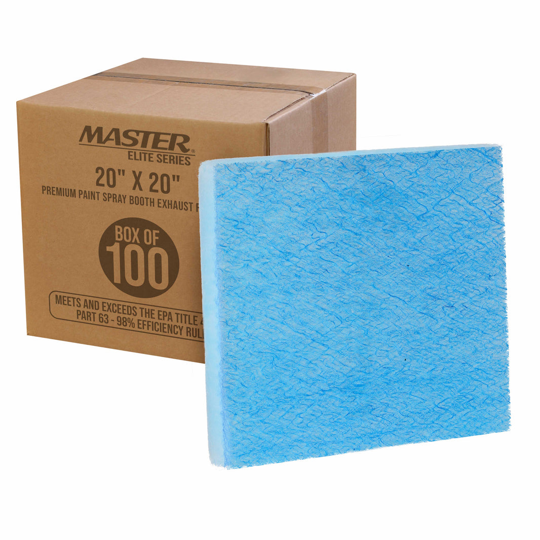 Premium Paint Spray Booth Paint Arresstor Filter Panel 20" x 20", Box of 100 - Blue & White Panels - Filters Holds Dirt Particles