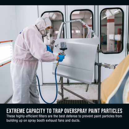 Premium Paint Spray Booth Exhaust Filter Pad 20" x 20", Box of 50-18 Gram Fiberglass Paint Arrestors - Captures Traps Overspray Paint Particles