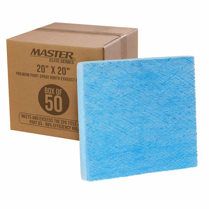 Premium Paint Spray Booth Exhaust Filter Pad 20" x 20", Box of 50-18 Gram Fiberglass Paint Arrestors - Captures Traps Overspray Paint Particles