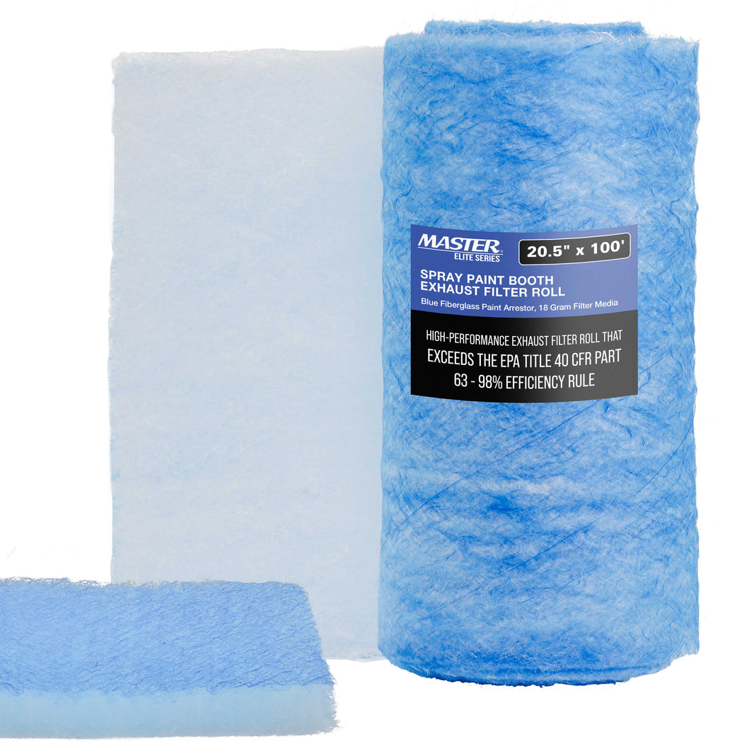 Premium Paint Spray Booth Exhaust Filter Roll, 20.5" x 100' - 18 Gram Fiberglass Paint Arrestor - Traps Overspray Paint Particles