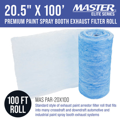 Premium Paint Spray Booth Exhaust Filter Roll, 20.5" x 100' - 18 Gram Fiberglass Paint Arrestor - Traps Overspray Paint Particles