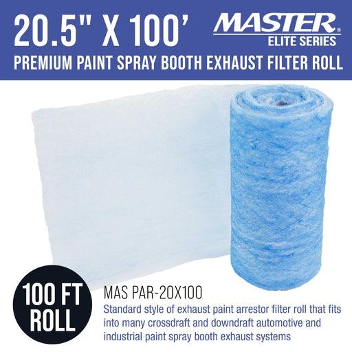 Master Elite Premium Paint Spray Booth Exhaust Filter Roll, 20.5" x 100' - 18 Gram Fiberglass Paint Arrestor - Traps Overspray Paint Particles, Auto
