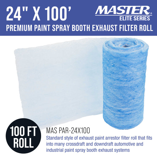 Master Elite Premium Paint Spray Booth Exhaust Filter Roll, 24" x 100' - 18 Gram Fiberglass Paint Arrestor - Traps Overspray Paint Particles, Auto