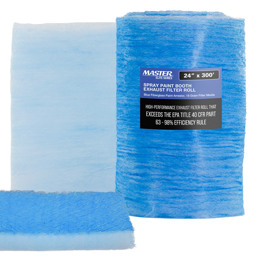 Premium Paint Spray Booth Exhaust Filter Roll, 24" x 300' - 18 Gram Fiberglass Paint Arrestor - Traps Overspray Paint Particles