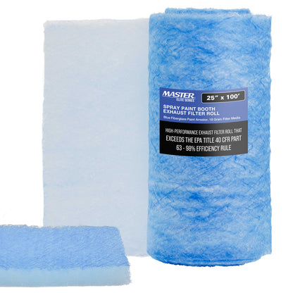 Premium Paint Spray Booth Exhaust Filter Roll, 25" x 100' - 18 Gram Fiberglass Paint Arrestor - Traps Overspray Paint Particles