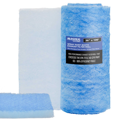 Premium Paint Spray Booth Exhaust Filter Roll, 36" x 100' - 18 Gram Fiberglass Paint Arrestor - Traps Overspray Paint Particles