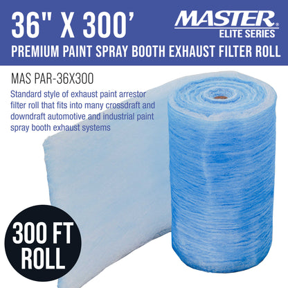 Premium Paint Spray Booth Exhaust Filter Roll, 36" x 300' - 18 Gram Fiberglass Paint Arrestor - Traps Overspray Paint Particles
