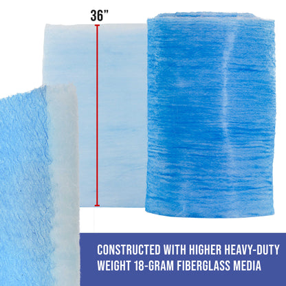 Premium Paint Spray Booth Exhaust Filter Roll, 36" x 300' - 18 Gram Fiberglass Paint Arrestor - Traps Overspray Paint Particles