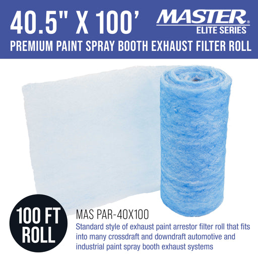 Master Elite Premium Paint Spray Booth Exhaust Filter Roll, 40.5" x 100' - 18 Gram Fiberglass Paint Arrestor - Traps Overspray Paint Particles, Auto
