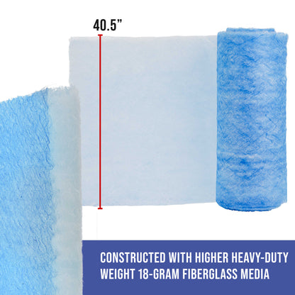 Premium Paint Spray Booth Exhaust Filter Roll, 40.5" x 100' - 18 Gram Fiberglass Paint Arrestor - Traps Overspray Paint Particles