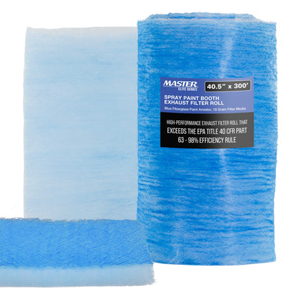 Premium Paint Spray Booth Exhaust Filter Roll, 40.5" x 300' - 18 Gram Fiberglass Paint Arrestor - Traps Overspray Paint Particles