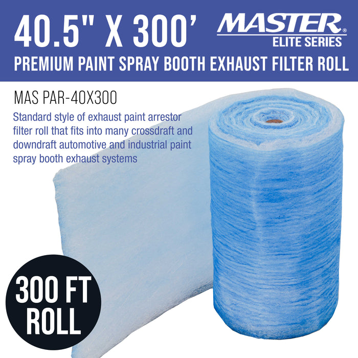 Master Elite Premium Paint Spray Booth Exhaust Filter Roll, 40.5" x 300' - 18 Gram Fiberglass Paint Arrestor - Traps Overspray Paint Particles, Auto