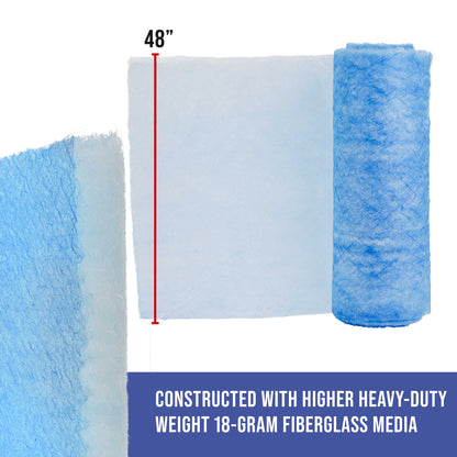 Premium Paint Spray Booth Exhaust Filter Roll, 48" x 100' - 18 Gram Fiberglass Paint Arrestor - Traps Overspray Paint Particles