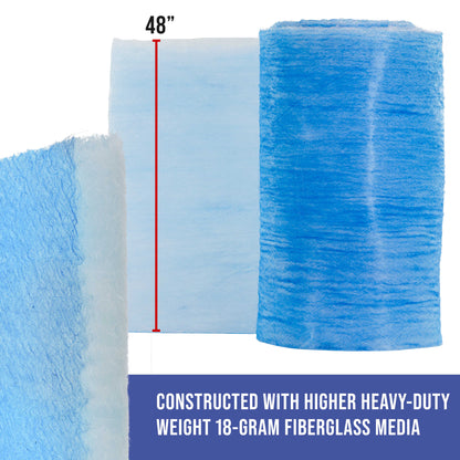 Premium Paint Spray Booth Exhaust Filter Roll, 48" x 200' - 18 Gram Fiberglass Paint Arrestor - Traps Overspray Paint Particles