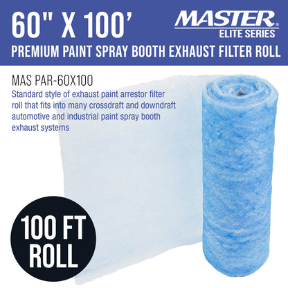 Premium Paint Spray Booth Exhaust Filter Roll, 60" x 100' - 18 Gram Fiberglass Paint Arrestor - Traps Overspray Paint Particles