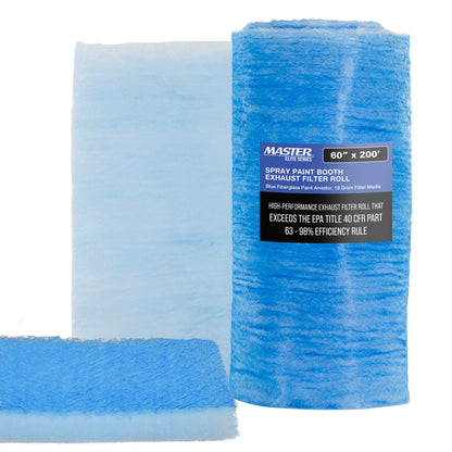 Premium Paint Spray Booth Exhaust Filter Roll, 60" x 200' - 18 Gram Fiberglass Paint Arrestor - Traps Overspray Paint Particles