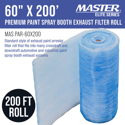 Premium Paint Spray Booth Exhaust Filter Roll, 60" x 200' - 18 Gram Fiberglass Paint Arrestor - Traps Overspray Paint Particles