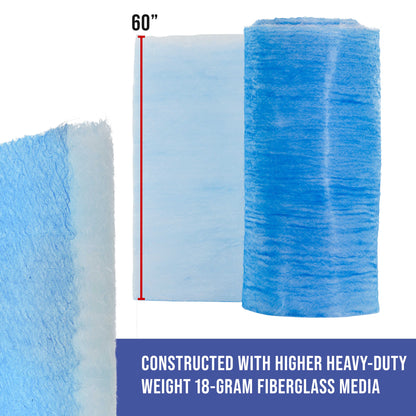 Premium Paint Spray Booth Exhaust Filter Roll, 60" x 200' - 18 Gram Fiberglass Paint Arrestor - Traps Overspray Paint Particles