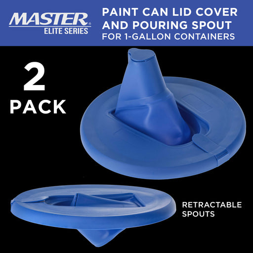 Master Elite Paint Can Lid Cover and Pouring Spout for 1-Gallon Containers, 2 Pack - Secure Seal with Built-in Spout, Pour Paint Easy, Prevent Messes