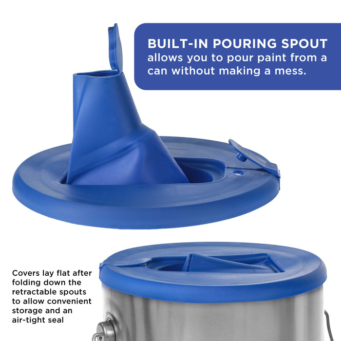 Master Elite Paint Can Lid Cover and Pouring Spout for 1-Gallon Containers, 2 Pack - Secure Seal with Built-in Spout, Pour Paint Easy, Prevent Messes