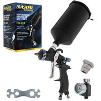 High Performance PRO-33 HVLP Paint Sprayer Gun with 1.8mm Tip, 1L Cup, Regulator Gauge, MPS Adapter