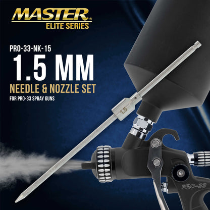 1.5 mm Needle, Fluid Nozzle and Air Cap Set Only - Fits PRO-33 High-Performance HVLP Spray Gun