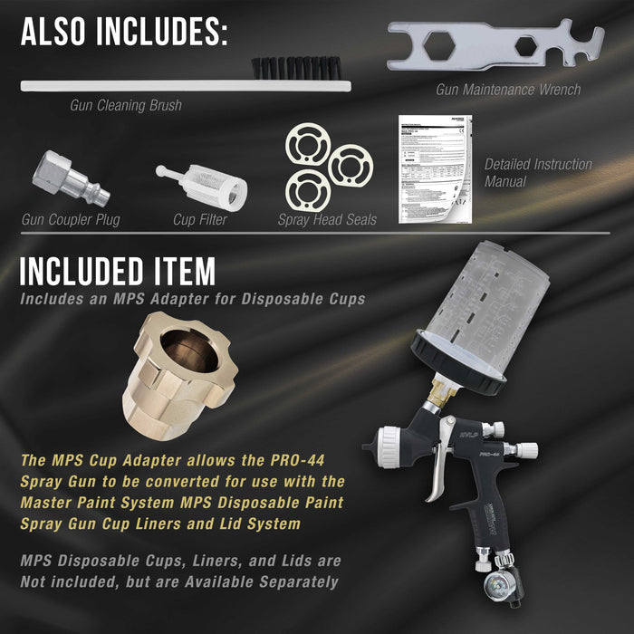 Performance PRO-44 HVLP Spray Gun Ultimate Kit with 4 Fluid Tips 1.3, 1.4, 1.5 & 1.8mm - Automotive Spray Paint Gun for Painting Basecoats, Clearcoats & Primers - Advanced Atomization