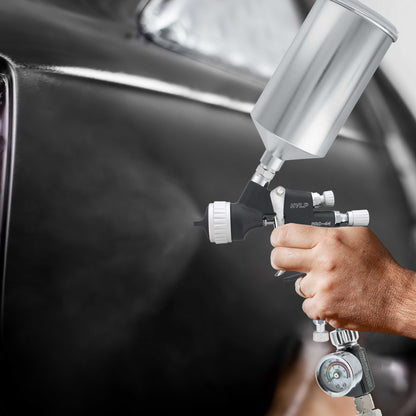 Performance PRO-44 HVLP Spray Gun Ultimate Kit with 4 Fluid Tips 1.3, 1.4, 1.5 & 1.8mm - Automotive Spray Paint Gun for Painting Basecoats