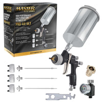 Performance PRO-44 HVLP Spray Gun Ultimate Kit with 4 Fluid Tips 1.3, 1.4, 1.5 & 1.8mm - Automotive Spray Paint Gun for Painting Basecoats