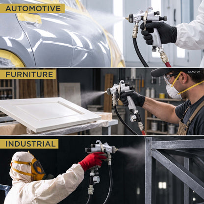 PRO-55 HVLP Automotive Spray Paint Gun with 1.5mm Tip - Pressure Feed Spray Gun for Painting Car Basecoats, Clearcoats, Industrial Coatings & Woodworking Coatings - Superior Atomization