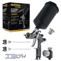 Performance PRO-88 HVLP Automotive Spray Paint Gun with 3 Tips 1.3, 1.4 and 1.8mm, 1L Cup, Regulator Gauge, MPS Adapter