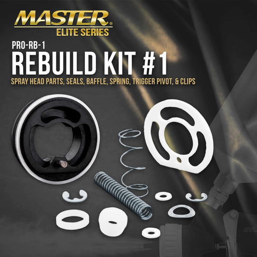 PRO-44 Series HVLP Spray Gun Rebuild Kit #1 - For PRO-44 HVLP Spray Gun - Contains Spray Head Parts, Seals, Baffle, Spring, Trigger Pivot, Clips