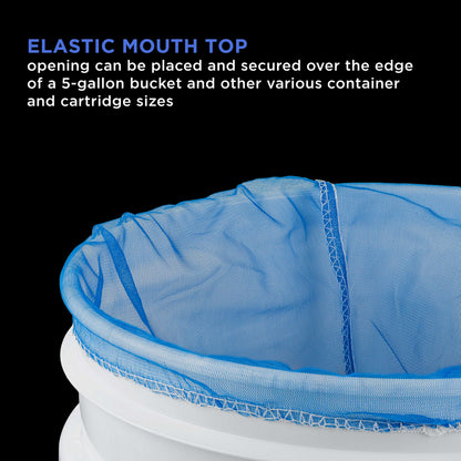 5 Gallon Paint & Liquid Strainer Filter Bag with Pure Blue Fine Nylon Mesh, Pack of 12 - Used in 5 Gallon Buckets