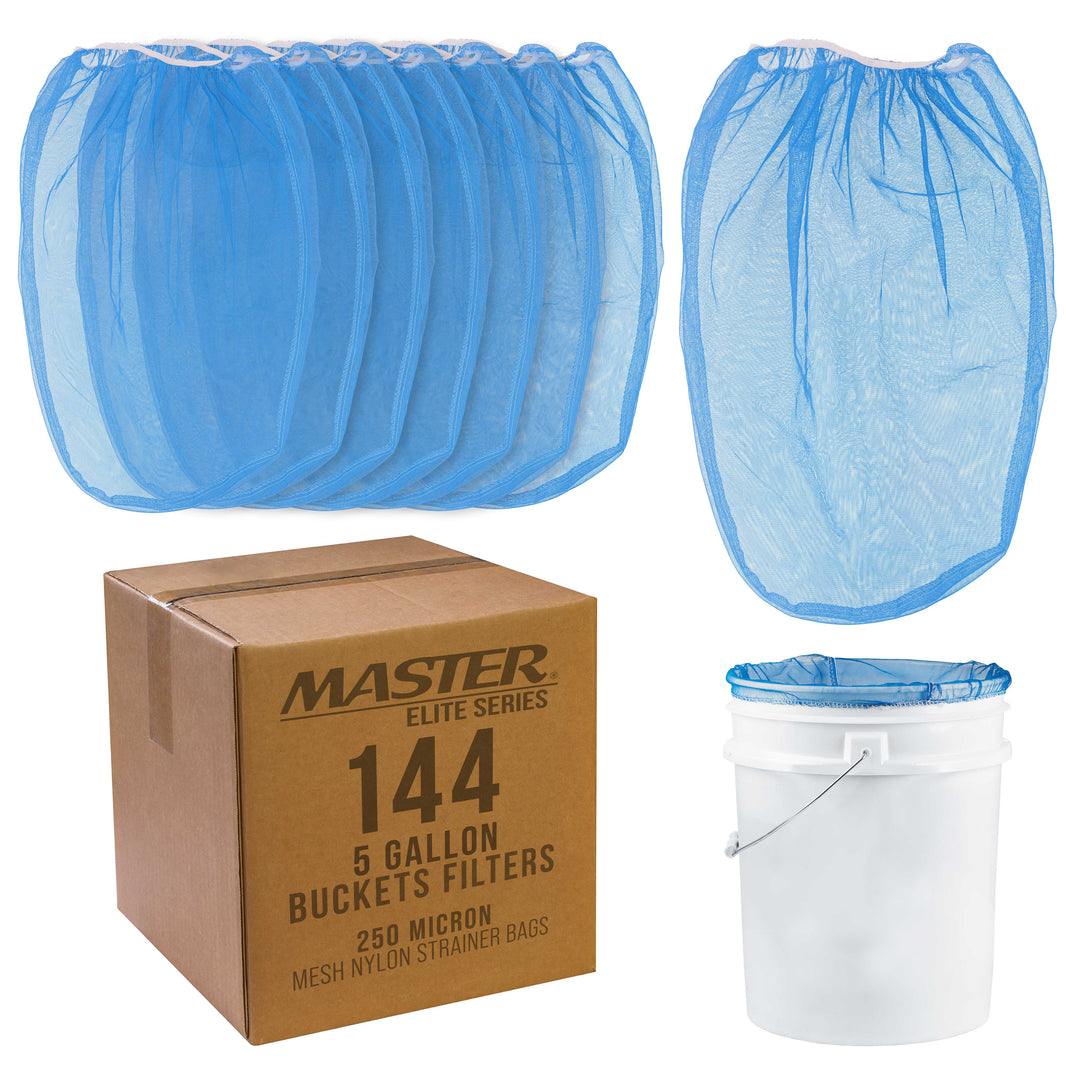 5 Gallon Paint & Liquid Strainer Filter Bag with Pure Blue Fine Nylon Mesh, Pack of 144 - Used in 5 Gallon Buckets