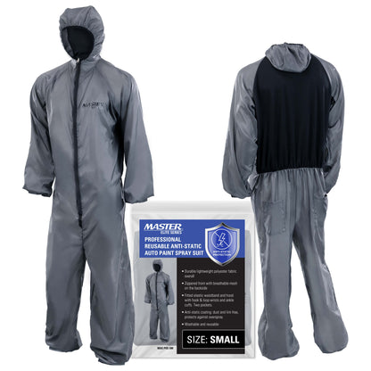 Reusable Anti-Static Automotive Paint Suit (Small) - Breathable Protective Auto Spray Paint Coveralls with Hood & Mesh Back - Polyester