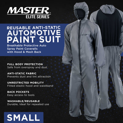 Reusable Anti-Static Automotive Paint Suit (Small) - Breathable Protective Auto Spray Paint Coveralls with Hood & Mesh Back - Polyester