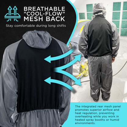 Reusable Anti-Static Automotive Paint Suit (Small) - Breathable Protective Auto Spray Paint Coveralls with Hood & Mesh Back - Polyester
