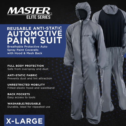 Reusable Anti-Static Automotive Paint Suit (XL) - Breathable Protective Auto Spray Paint Coveralls with Hood & Mesh Back - Polyester