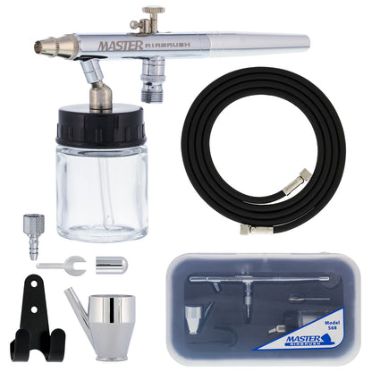 S68 Multi-Purpose Precision Dual-Action Siphon Feed Airbrush Gun with 0.35mm Tip, 3/4 oz Bottle, Cup & 6 Foot Hose