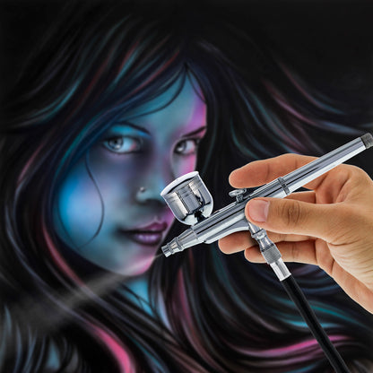 SB84 Multi-Purpose Dual-Action Side Bowl Feed with 3 Nozzle Sets (0.2, 0.3 & 0.5mm Needles, Fluid Tips and Air Caps)