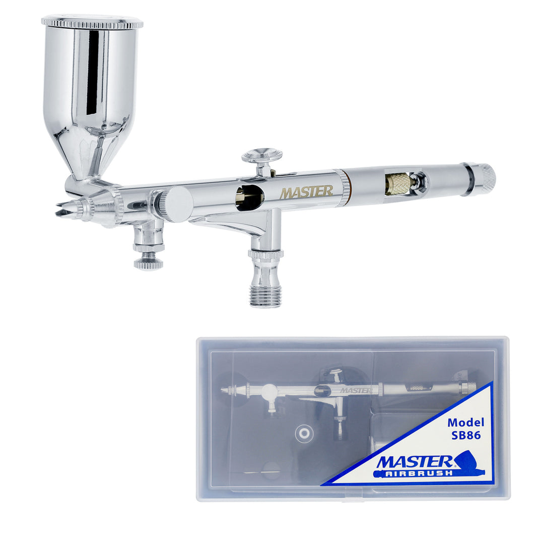 SB86 Dual-Action Side Feed Air brush Set with a 0.2mm Fluid Tip, 1/2 oz. Gravity Cup - Precision Detail Control