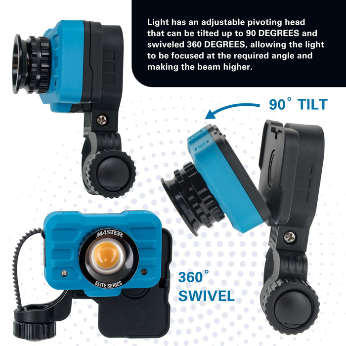 Master Elite Rechargeable Spray Gun Mount Color Match Light, 500 Lumen LED, CRI 95+ - Replicates Natural Sunlight, Illuminates Paint Surface