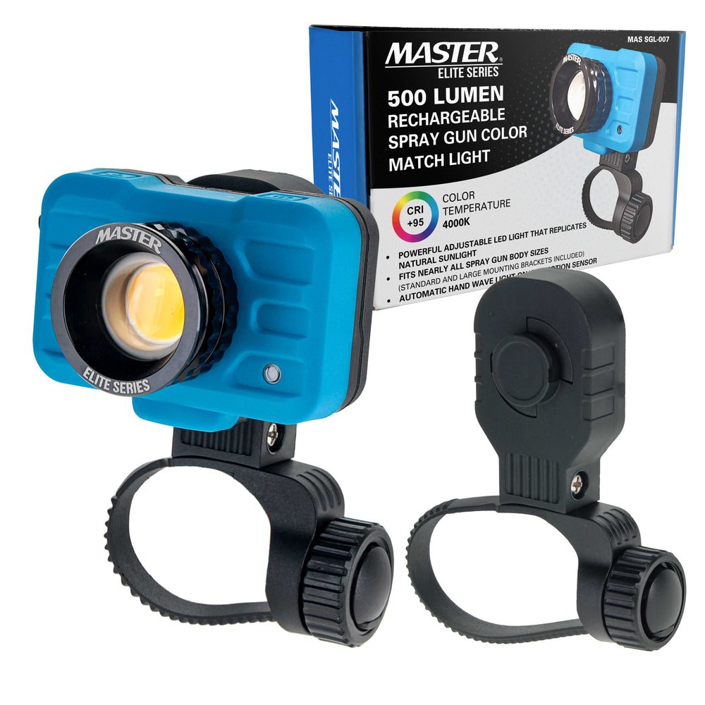 Master Elite Rechargeable Spray Gun Mount Color Match Light, 500 Lumen LED, CRI 95+ - Replicates Natural Sunlight, Illuminates Paint Surface