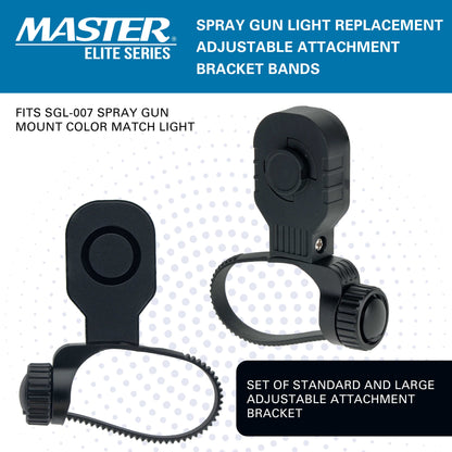 Spray Gun Light Replacement Adjustable Attachment Bracket Bands Only - Fits SGL-007 Spray Gun Mount Color Match Light - Standard and Large Bands