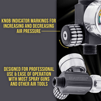 High Flow Spray Gun Air Pressure Regulator with Gauge, 0 to 140 PSI - Air Flow Control Adjusting Valve For Air Tools