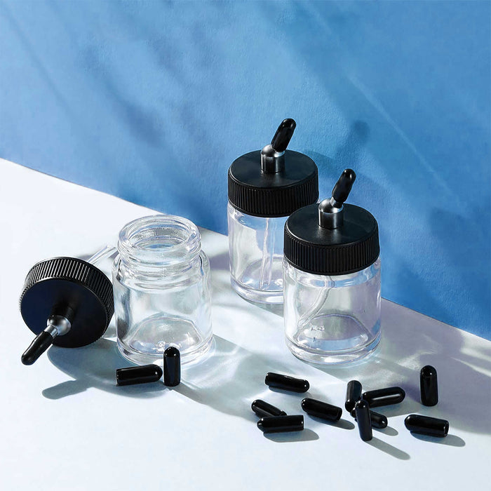 Siphon Bottle Jar Adapter Cap Covers (Pack of 36) - Black Plastic Plugs, Prevent Paint Spills