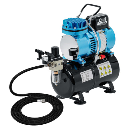 Air Brush Kit with Air Compressor TC-320, 1/5 HP Cool Runner II Dual Fan with Regulator, Water Trap & Holder